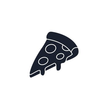 Pizza Dilimi Simgesi Vektör İllüstrasyonu. Restoran Markası ve İştah Açıcı Tasarımlar için İtalyan Fast Food Sembolü