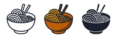 Ramen Simgesi Vektör İllüstrasyonu. Restoran Markası ve Asya Mutfak Tasarımları için Japon Erişte Çorbası Sembolü