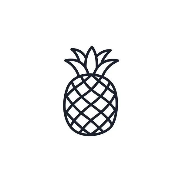 Ananas Simgesi Vektör İllüstrasyonu. Yaz Markaları, Sağlıklı Atıştırmalar ve Parti Tasarımları için Tropik Meyve Sembolü