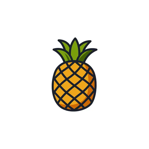 Ananas Simgesi Vektör İllüstrasyonu. Yaz Markaları, Sağlıklı Atıştırmalar ve Parti Tasarımları için Tropik Meyve Sembolü