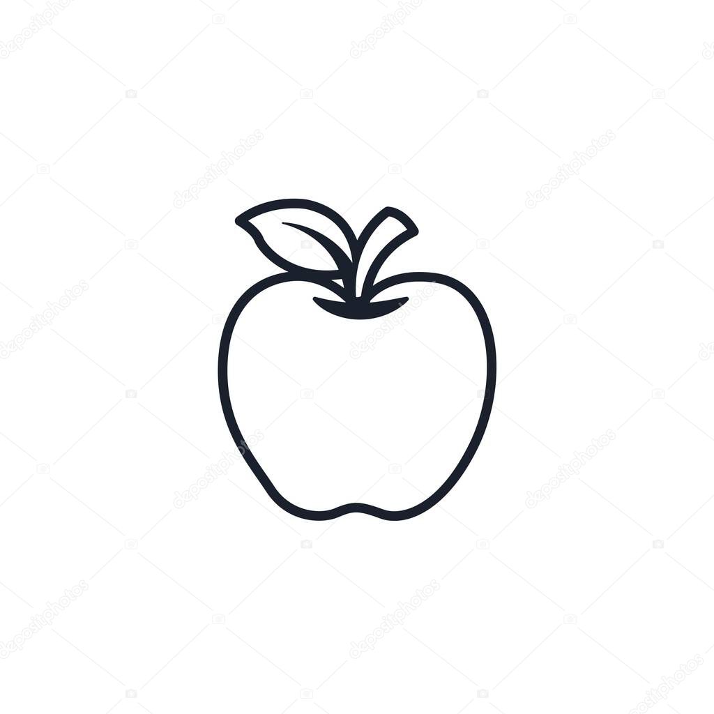 Apple Icon Vector Symbol. Minimalist Fruit Design Isolated on White Background