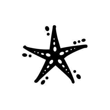 Soyut Denizyıldızı Simgesi. Minimalist Deniz Yıldızı Doodle. Bir Yaz Sahil Sembolünün El Çizimi Siyah ve Beyaz Vektör Grafiği.