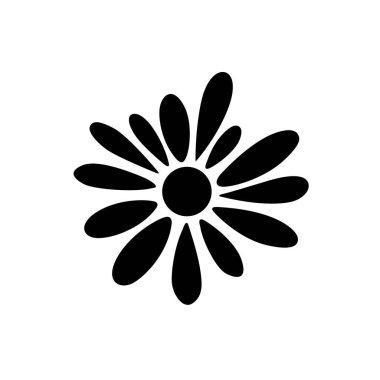 Soyut Açan Yaz Çiçeği Simgesi. Minimalist Matisse Style Doodle. Organik Yaprak Şekillerinin El Çizimi Siyah ve Beyaz Vektörü.