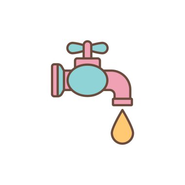 Tek su damlası olan musluk ya da musluk. Suyun korunması, kaynakların korunması ve atıkların önlenmesi için güçlü bir sembol..