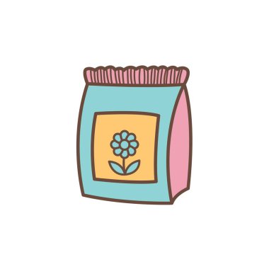 İçinde küçük bir filizlenme sembolü olan bir tohum paketi. Bahçe işleri, tarım, yeni başlangıçlar, büyüme ve biyolojik çeşitliliği temsil eder.