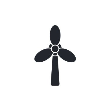 Rüzgar türbini ikonu temiz, yenilenebilir rüzgar enerjisini temsil ediyor. Sürdürülebilir enerji ve çevre teknolojisinin sembolü.