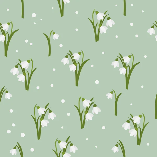Весняний Квітковий Фон Безшовний Візерунок Сніжками — стокове фото