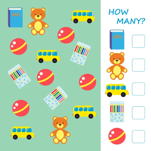 Pedagogisk Matematik Spel För Barn Räkna Hur Många Objekt Som — Stockfoto