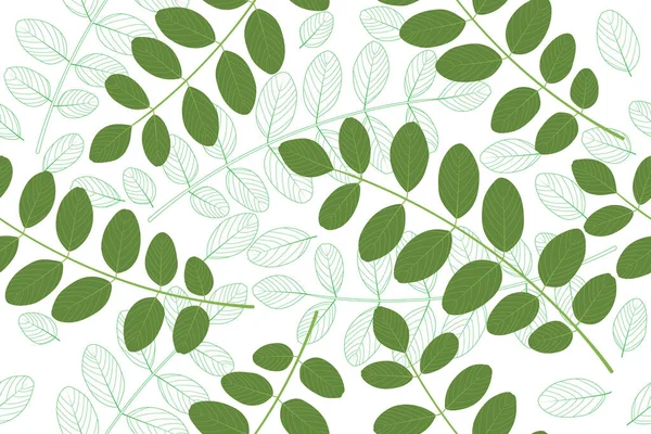 Seamless Pattern Green Leaves — Stock Vector