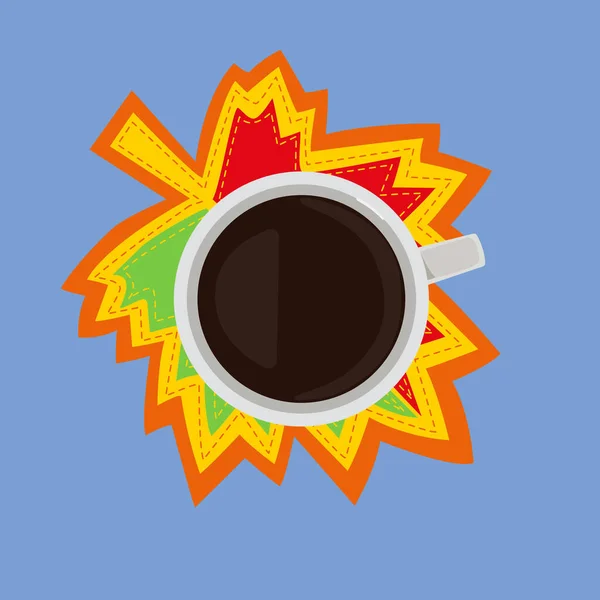 Eine Tasse Kaffee Steht Auf Einem Hellen Herbstblatt Dekoratives Herbstblatt — Stockfoto