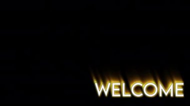 Creative Motion animasyon videosu, hoş geldin sözcüğünün metni siyah arkaplanda beyazla yazılır
