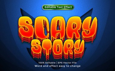 Vektör korkunç hikaye metin düzenlenebilir metin efekti