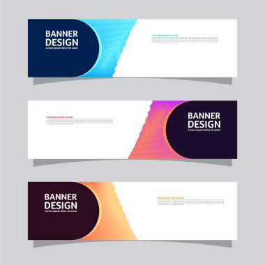 Peyzaj afişi arka plan tasarım kavramının vektör seti. Renkli arkaplan iş düzeni şablonu