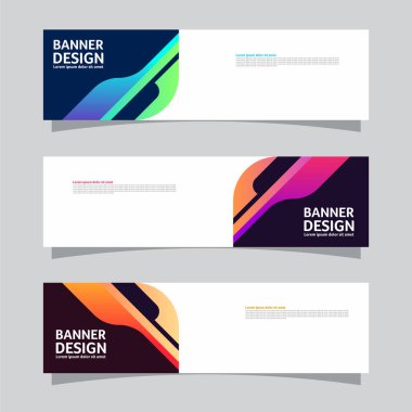 Peyzaj afişi arka plan tasarım kavramının vektör seti. Renkli arkaplan iş düzeni şablonu