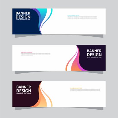 Peyzaj afişi arka plan tasarım kavramının vektör seti. Renkli arkaplan iş düzeni şablonu