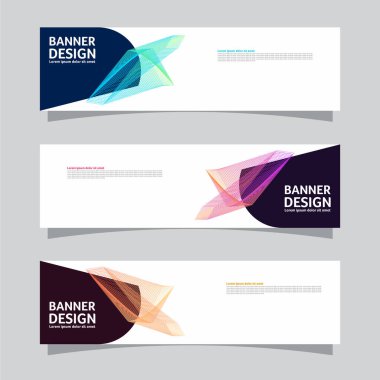 Peyzaj afişi arka plan tasarım kavramının vektör seti. Renkli arkaplan iş düzeni şablonu