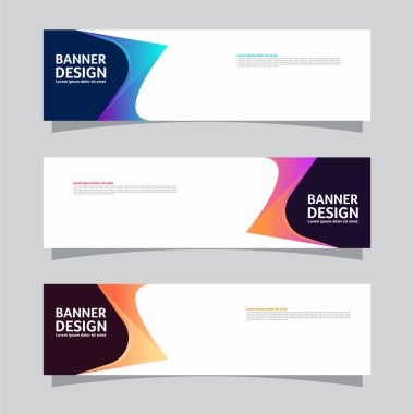 Peyzaj afişi arka plan tasarım kavramının vektör seti. Renkli arkaplan iş düzeni şablonu