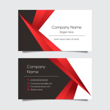 Vektör soyut kartvizit tasarımı. Baskı için modern kartvizit tasarımı. Kırmızı arkaplan vektör şablonu