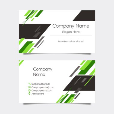 Vektör soyut kartvizit tasarımı. Baskı için modern kartvizit tasarımı. Yeşil arkaplan vektör şablonu