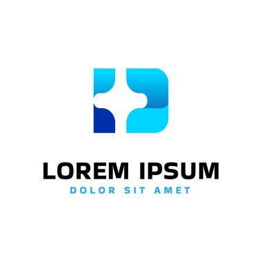 İçerisinde çapraz simge logo vektör tasarımı olan yaratıcı harf D