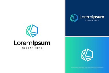 Elmas logo tasarımı konsepti olan zarif bir K harfi. Lüks elmas logo tasarım şablonu