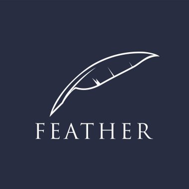Feather Logo vektör tasarımı konsepti, Hukuk Firması Logosu, Eğitim Sembol logosu şablonu