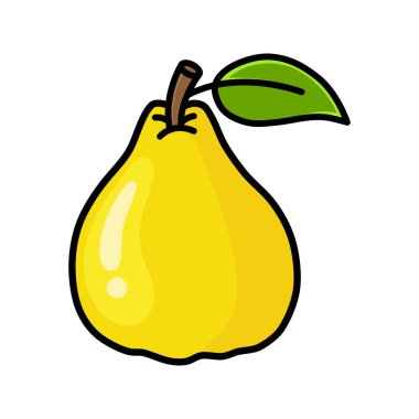 Ayva çizimi basit bir stilde. Çocuk kitapları, web tasarımı, posterler, kampanyalar ve daha birçok şey için kullanabilirsiniz.. 