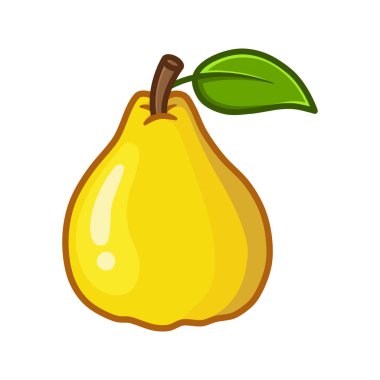 Ayva çizimi basit bir stilde. Çocuk kitapları, web tasarımı, posterler, kampanyalar ve daha birçok şey için kullanabilirsiniz.. 