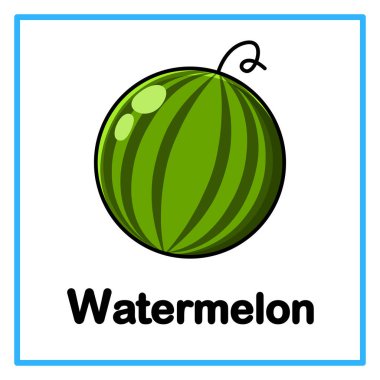 Alfabeye örnekle giriş yap. Karpuzun W 'si. Çocuk pratiği için uygun ve yeni yürümeye başlayanların bilgi kartları için harika.