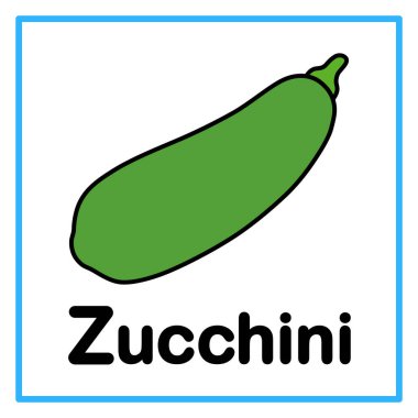 Introduction to the alphabet with examples. Z is for zucchini. Suitable for children's practice and great for toddlers' flash cards clipart