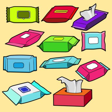 Kağıt hijyeninin minimalist düz simgeleri (tuvalet kağıdı, makbuzlar, planlar, vs.). Kalın, ölçeklenebilir, baskı, hijyen, ofis veya inşaatla ilgili baskı veya dijital tasarımlar için ideal.