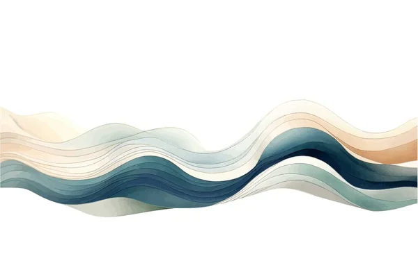 Αφηρημένη Teal Και Άμμο Ακουαρέλα Κύματα Φόντο Υδατογραφία Υφή Γραμμές — Διανυσματικό Αρχείο