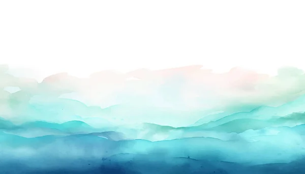 Aquarelle Fond Avec Turquoise Vagues Sarcelle Fond Onde Abstrait Illustration — Image vectorielle