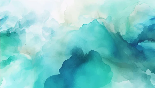 Fond Aquarelle Avec Turquoise Teal Wash Éclaboussures Illustration Vectorielle Abstraite — Image vectorielle