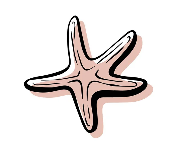 Starfish Διανυσματική Απεικόνιση Χέρι Επέστησε Επίπεδο Χρώμα Φόντου Περίγραμμα Εικόνα — Διανυσματικό Αρχείο