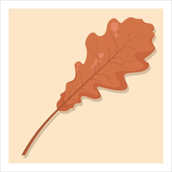 Podzimní List Izolovaný Žlutém Pozadí Barevný Oranžový Hnědý Dubový List — Stockový vektor