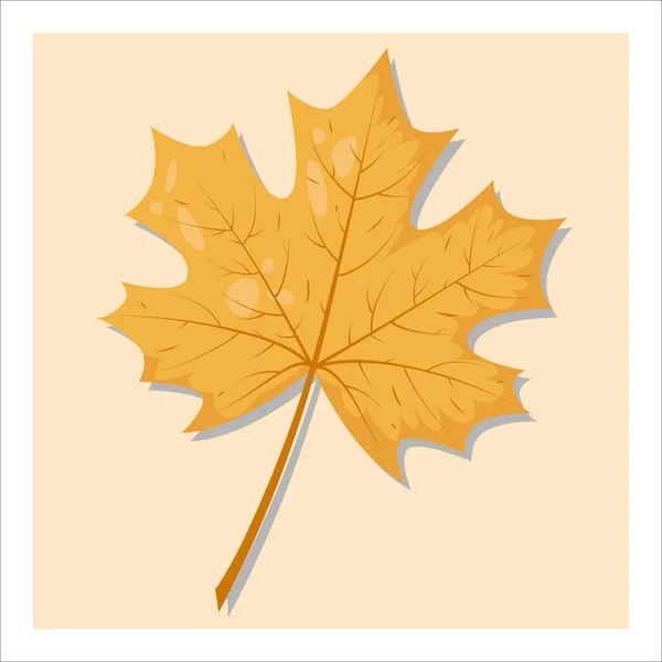 Herbstblatt Isoliert Auf Gelbem Hintergrund Buntes Orangefarbenes Herbst Ahornblatt Herbst — Stockvektor