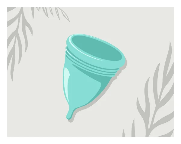 Γυναικεία Υγιεινή Απεικόνιση Της Εμμηνόρροιας Κύπελλο Φύλλα Σκιά Στο Παρασκήνιο — Διανυσματικό Αρχείο