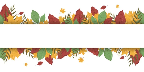Herbstnahtloses Horizontales Muster Eines Blattrahmens Vektorllustration Mit Platz Für Text — Stockvektor