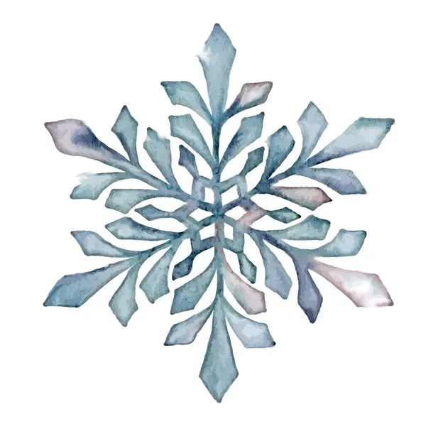 Hand Drawn Artistic Blue Snowflake Watercolor Paper Texture Can Used — Stock Vector