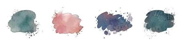 Astratto Sfondo Acquerello Colorato Con Spruzzi Blu Turchese Rosa Viola — Vettoriale Stock