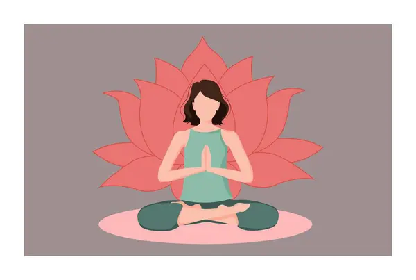 Mujer Sentada Posición Meditación Concepto Meditación Chakra Colores Rojos Ilustración — Vector de stock