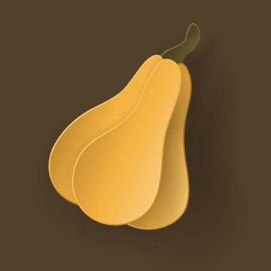 Vektör sonbahar kağıdı kahverengi arka planda gölgeli 3D balkabağı kesti. Sunum, afiş, kapak, web, el ilanı, kart, satış, poster, slayt ve sosyal medya için tasarım unsurlarını düşür