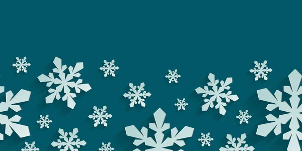 Απρόσκοπτη Οριζόντια Μοτίβο Κομμένο Χαρτί Νιφάδες Χιονιού Χριστουγεννιάτικο Σχέδιο Εικονογράφηση — Διανυσματικό Αρχείο