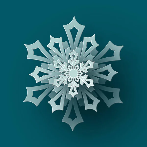 Vector Weißes Weihnachtspapier Geschnitten Schneeflocke Mit Schatten Auf Kritzelfarbenem Hintergrund — Stockvektor