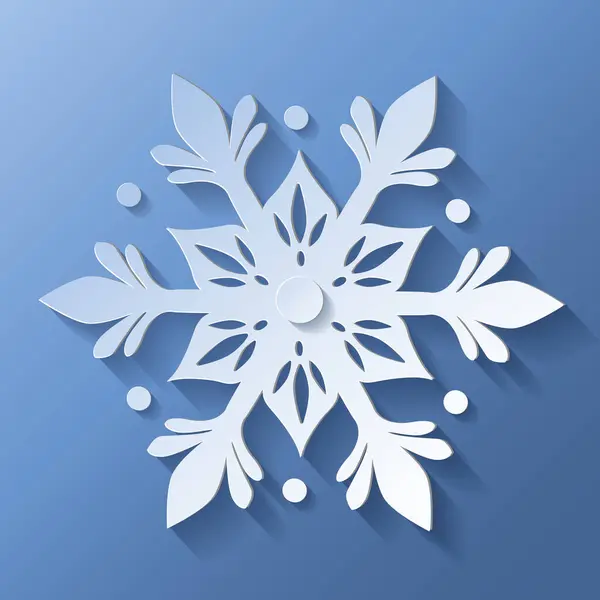 Vektör beyaz noel kağıdı mavi arka planda gölgeli 3D kar tanesi kesiyor. Sunum, afiş, kapak, web, el ilanı, kart, satış, poster, slayt ve sosyal medya için kış tasarım unsurları.