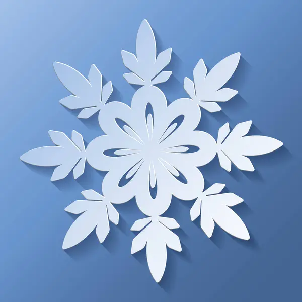 Vektorové Bílé Vánoční Papír Střih Sněhová Vločka Stínem Modrém Barevném — Stockový vektor