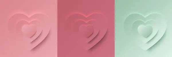 Set Pastel Pink Mint Green Soft Heart Shape Frame Design — Stock Vector