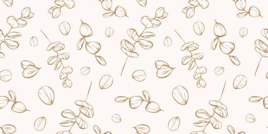 Bir okaliptüsün botanik çizgisi, düğün davetiyesi ve kartları, tekstil ürünleri, ağ, ambalaj kağıdı ve poster, şablon, güzellik ve kozmetik endüstrisi için daldan ayrılır..