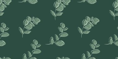 Bir okaliptüsün botanik çizgisi, düğün davetiyesi ve kartları, tekstil ürünleri, ağ, ambalaj kağıdı ve poster, şablon, güzellik ve kozmetik endüstrisi için daldan ayrılır..